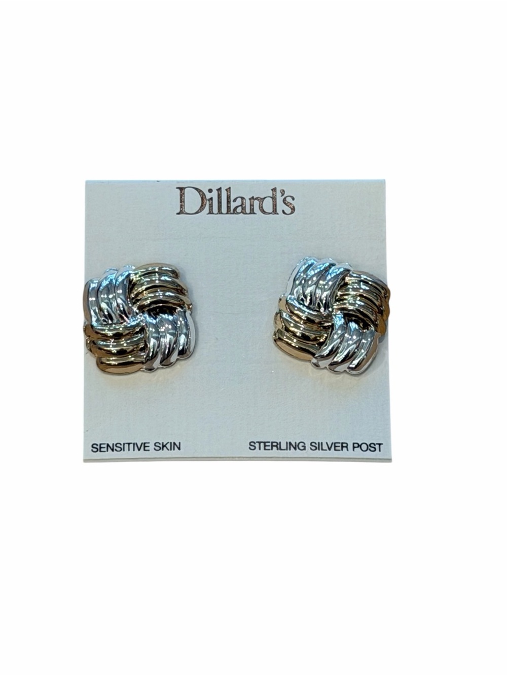 NWT Dillard's Two-Tone Knot Stud Earrings - Gold & Silver